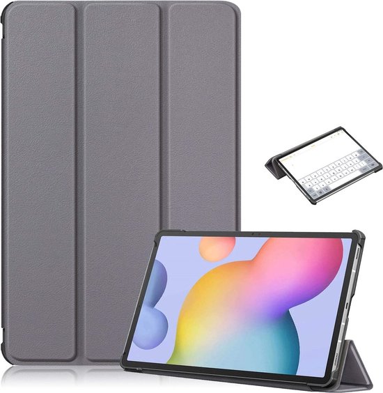 Hoes Geschikt voor Samsung Galaxy Tab S8 hoes – Hoes Geschikt voor Samsung Galaxy Tab S7 hoes - Book Case - Smart Cover – trifold case – 11 inch – Grijs