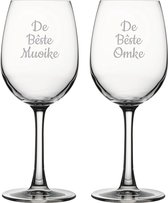 Gegraveerde witte wijnglas 36cl De Bêste Muoike-De Bêste Omke