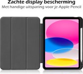 Hoes Geschikt voor iPad 2022 Hoes Tri-fold Tablet Hoesje Case Met Uitsparing Geschikt voor Apple Pencil - Hoesje Geschikt voor iPad 10 Hoesje Hardcover Bookcase - Donkergroen