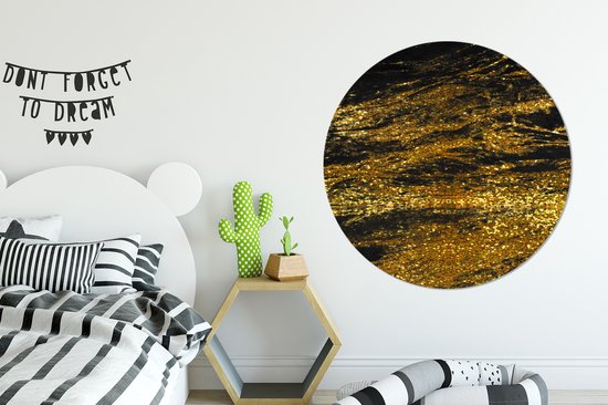 Cercle mural - Aluminium - Marbre - Or - Zwart - Glitter - ⌀ 120 cm XXL