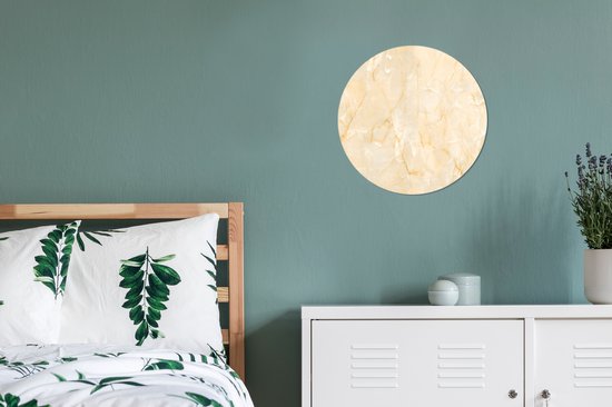 WallCircle - Cercle mural - Cercle mural - Marbre - Jaune - Wit - Aluminium - Dibond - 30x30 cm - Intérieur et Extérieur