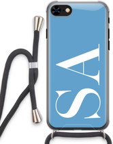 Gepersonaliseerd - Case Company® - Hoesje met koord geschikt voor iPhone 7 hoesje met Koord - Monogram N°2 - Telefoonhoesje met Zwart Koord - Extra Bescherming aan alle Kanten en Over de Schermrand