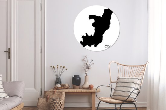 Illustration de la silhouette noire du Congo-Brazzaville Cercle mural aluminium ⌀ 90 cm - tirage photo sur cercle mural / cercle vivant / cercle de jardin (décoration murale)