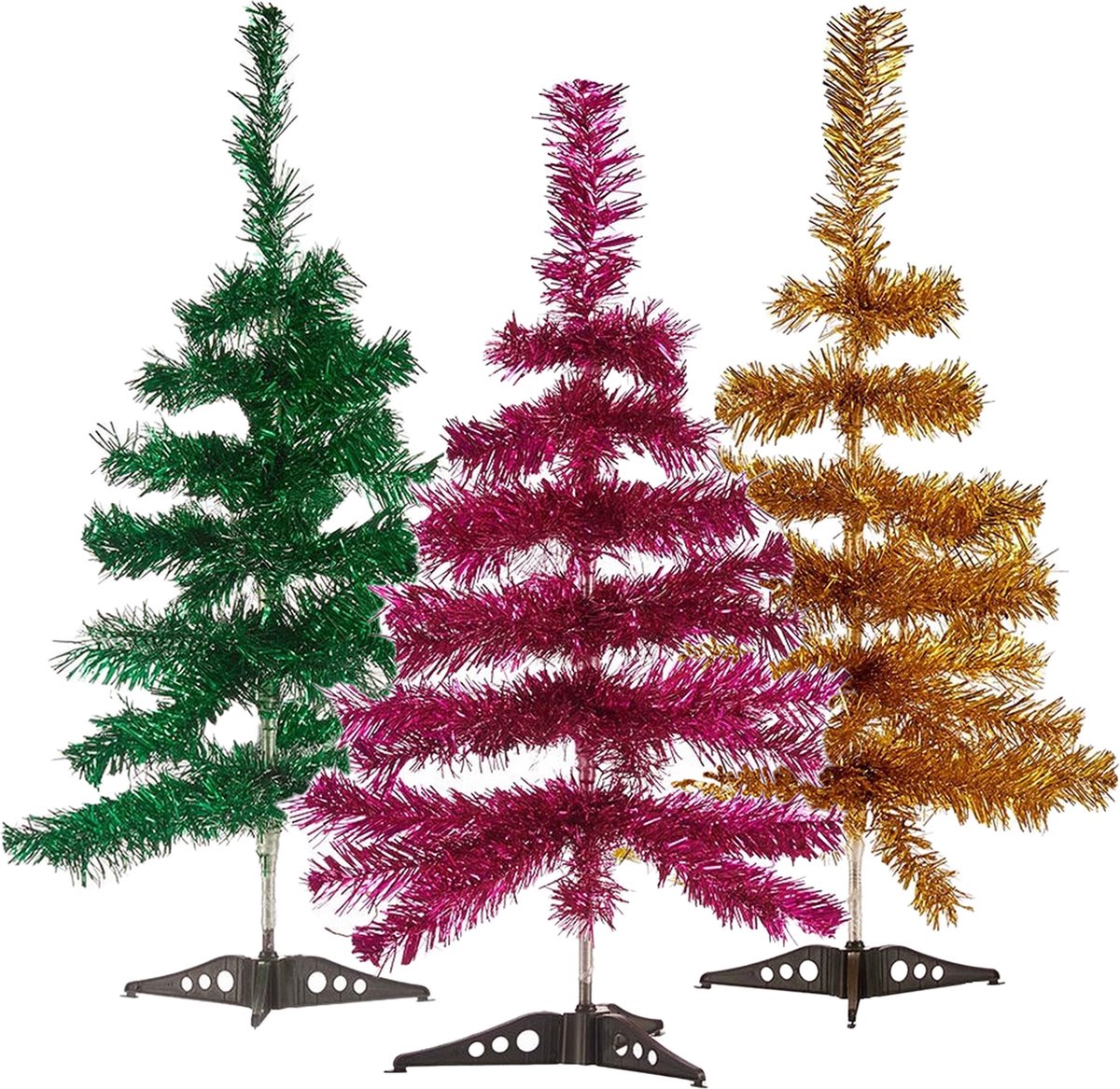 Arte R - 3x kleine glitter folie kerstbomen set 60cm - Diverse kleuren