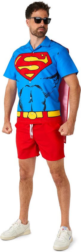 Suitmeister Superman™ - Heren Zomer Set - Halloween Kostuum en Carnavalsoutfit - Rood
