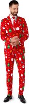 OppoSuits Festivity Red - Heren Pak - Kerst Outfit - Rood - Maat EU 54