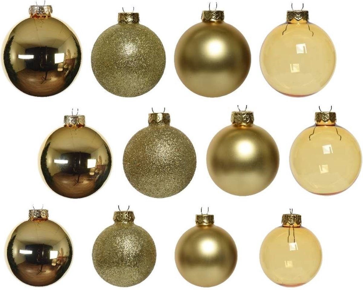 Decoris kerstballen mix - 42 Stuks - Glas - Goud – foto 3