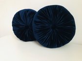 Gustiana® Set van 2 Luxe VELOURS sierkussens - ø 30 cm - rond - Navy blauw