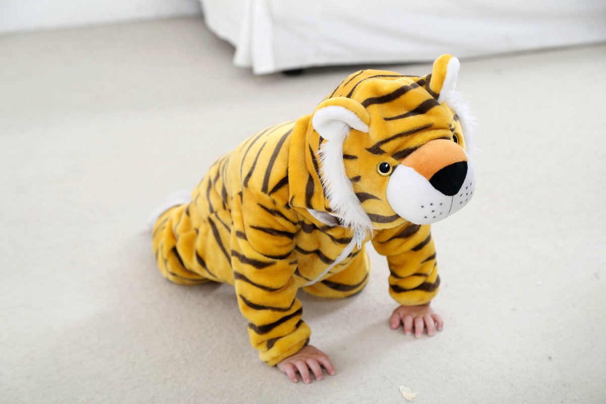 Budino® Baby Onesie - Baby Romper - Baby Pyjama - Baby Pakje - Baby Verkleedkleding - Carnavalskleding - Dier - Tijger - Bruin — afbeelding 10