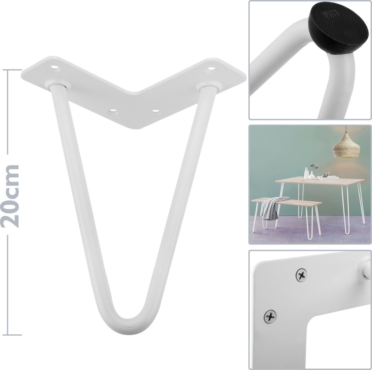 Kit 4 Hairpin Legs Pés Para Móveis Industrial 15cm 10mm | MercadoLivre