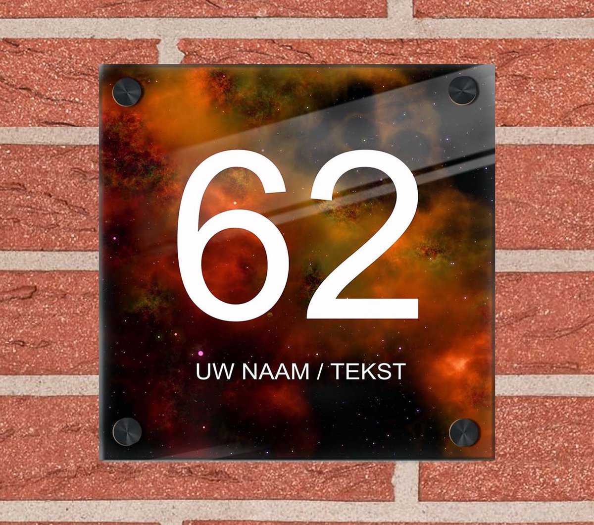 Naambordje voordeur plexiglas 25x25x0,5 cm met mat zwart afstanhouder model 1164 - Huisnummerbordje, naambordjes, naambordje huis, naamplaatjes, huisnummer bordje, originele naambordjes voordeur, huisnummerbord met naam, originele huisnummer bord