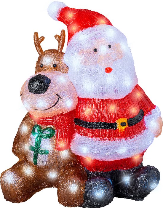 Kerstman Kerstman acryl figuur met LED-verlichting en water gevuld