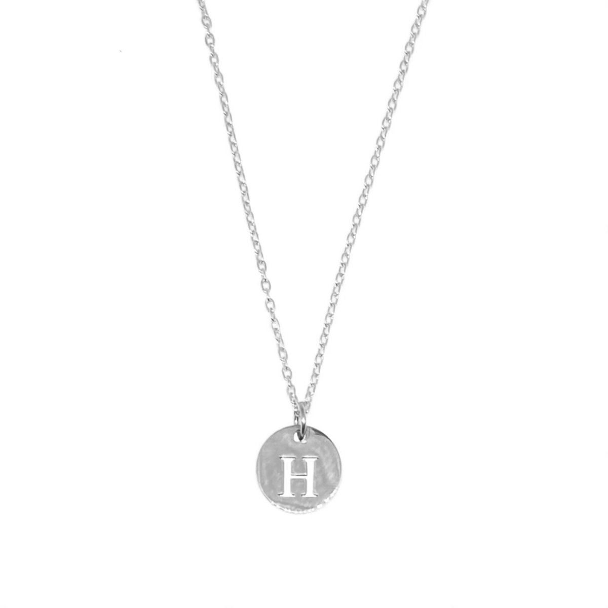 Letter ketting coin - initiaal H - zilver