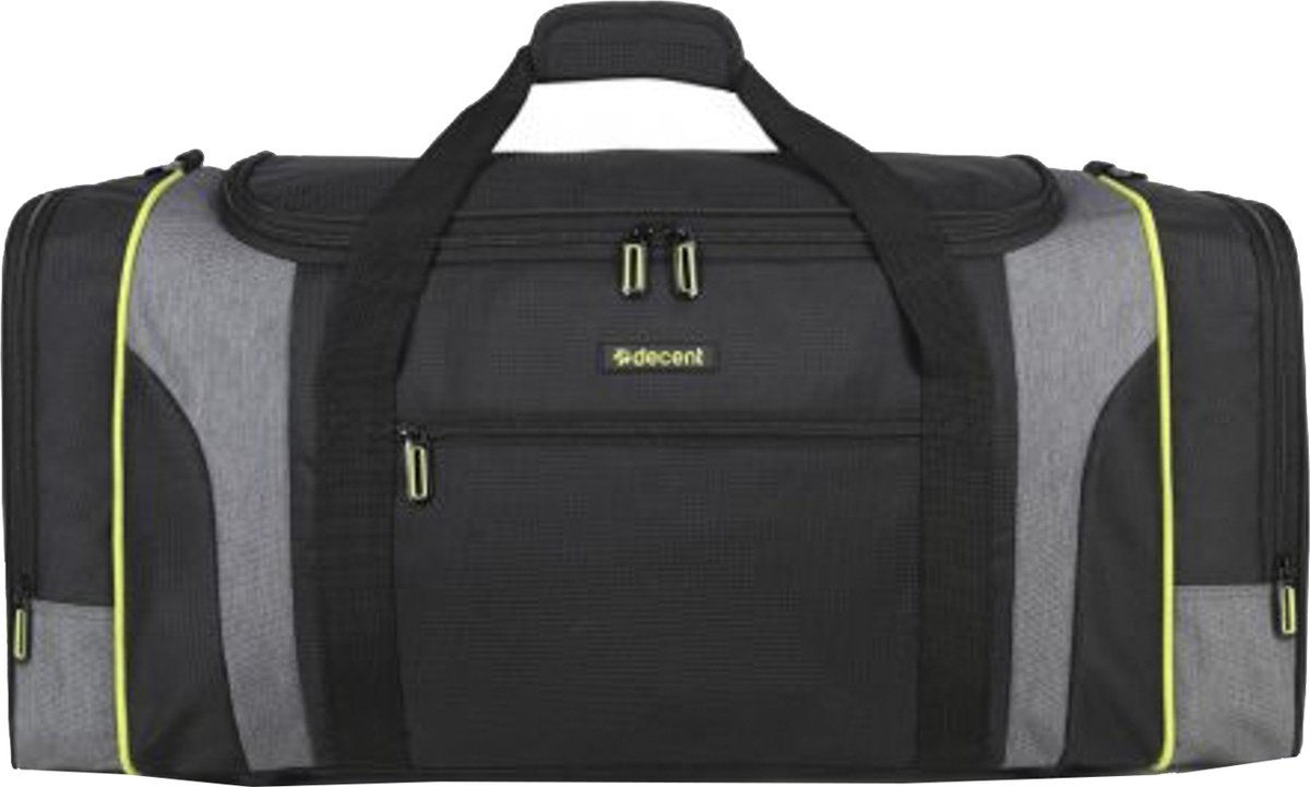 Decent FLEXPLUS Reistas 70 cm - Weekendtas / Sporttas - Ruime en lichte reistas 76 liter inhoud - Zwart/lemon groen