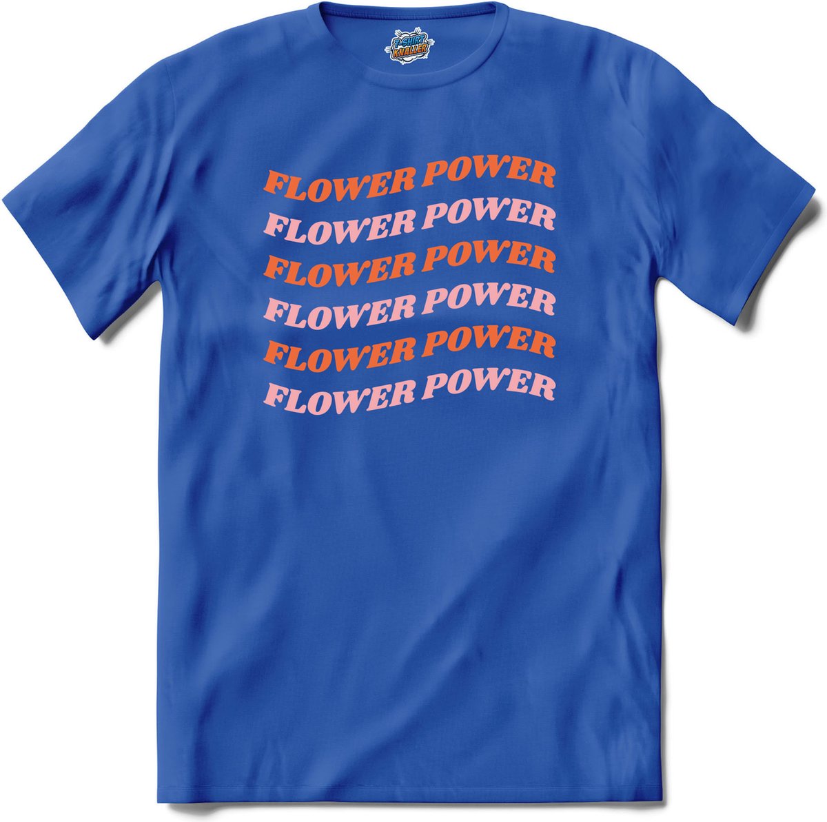 Flower power - T-Shirt - Dames - Royal Blue - Maat M