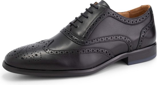 DenBroeck State St. Neat chaussures basses à lacets pour hommes - Broques hommes - Cuir Zwart - Taille 42