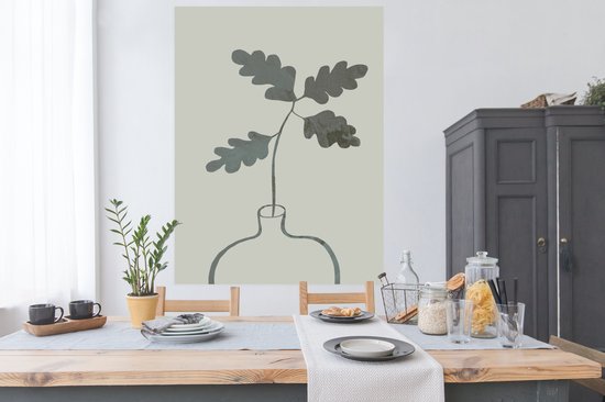 Poster Fleurs - Feuilles - Pot de fleurs - Vert - 120x160 cm XXL