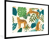 Fotolijst incl. Poster - Jungle - Luipaard - Planten - Patroon - Meiden - Jongens - 90x60 cm - Posterlijst