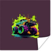 Poster Monstertruck - Groen - Neon - Auto - Design - 30x30 cm