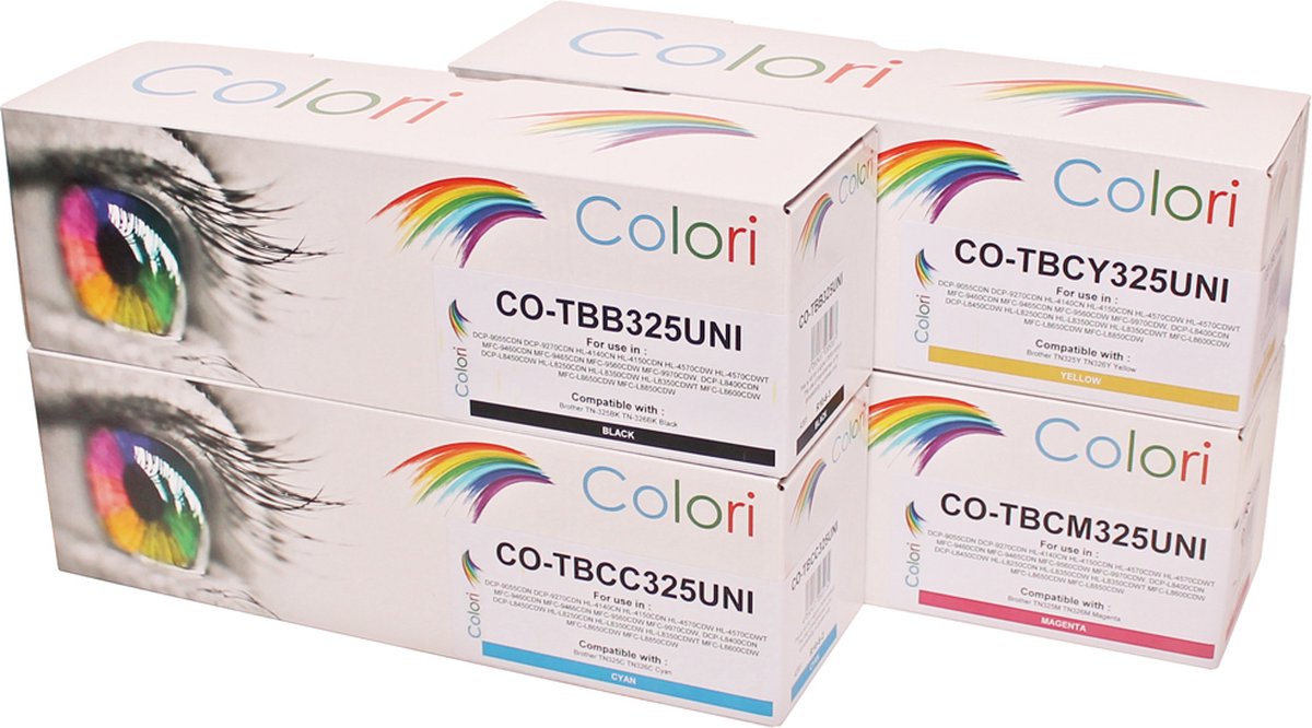 Colori huismerk set 4x toner geschikt voor Brother TN-325 DCP9055CDN DCP9270CDN HL4140CN HL4150CDN HL4570CDW MFC9460CDN MFC9465CDN MFC9560CDW MFC9970CDW