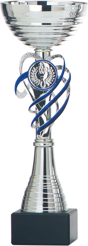 Trophée/coupe - décoration argent/bleu - métal - 22 x 8 cm - prix sportif |  bol.