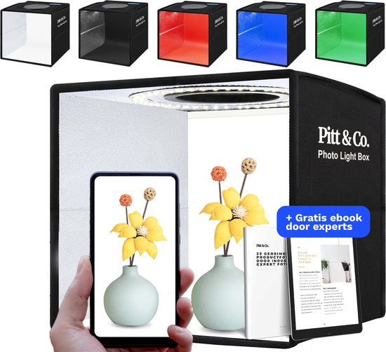 Fotostudio met led verlichting - Opvouwbaar - 40cm x 40cm - Lightbox - Achtergrond Fotografie - softbox - Productfotografie - Fotobox - Zwart