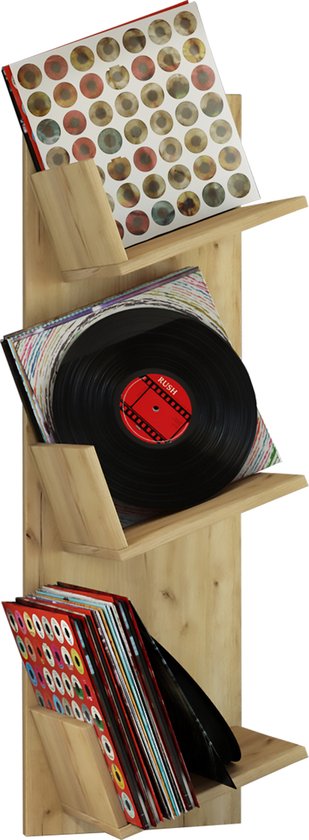 Armoire murale Sulda suspendue avec 3 étagères inclinées Décor chêne miel.