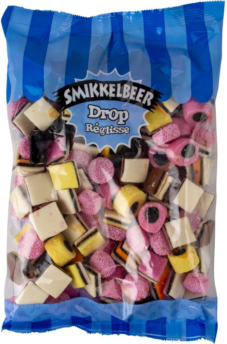 Engelse Drop Snoep Grote XL Zak 1 Kilo Smikkelbeer