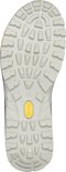 Grijze Grisport wandelschoen zool met profiel en "Vibram" logo.