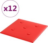 vidaXL - Wandpanelen - 12 - st - 1,08 - m² - 30x30 - cm - kunstleer - rood