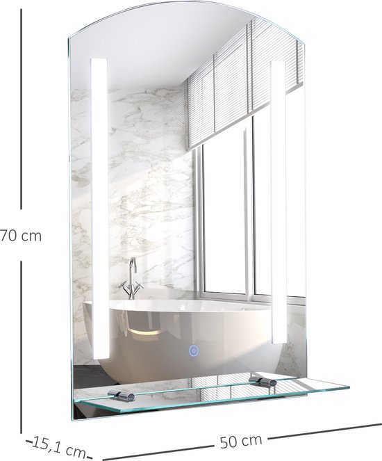 Miroir De Salle De Bain LED Bluetooth Atlanta – Design Moderne Argenté – Fixation Murale