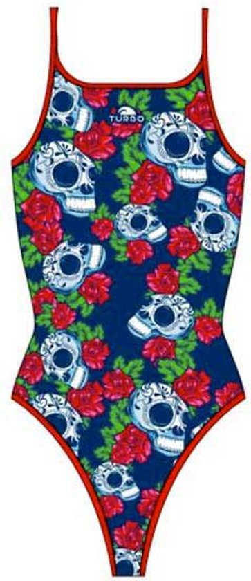 Turbo Roses&skulls Zwempak Blauw L Vrouw