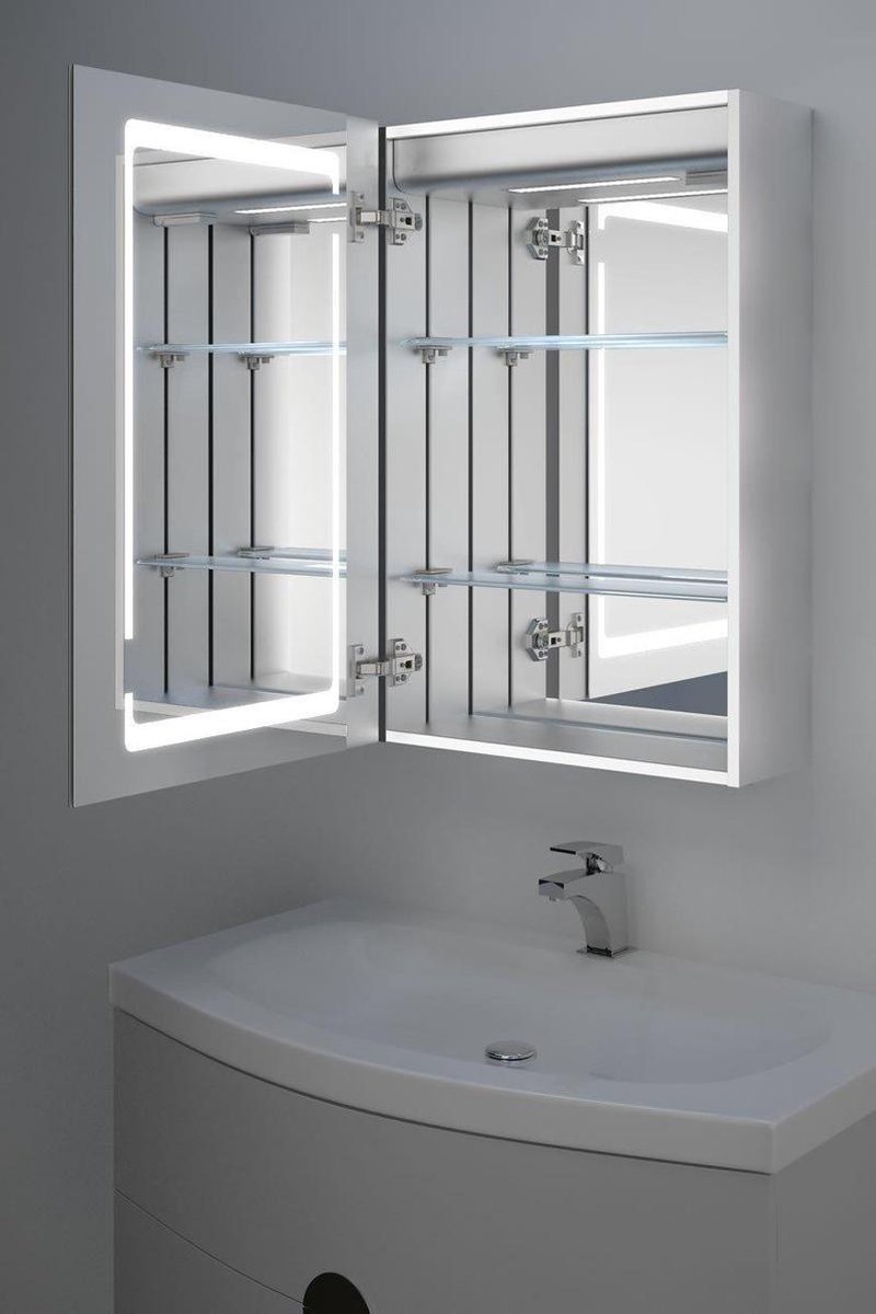 Dom leren Cumulatief Design badkamer spiegelkast met verlichting en spiegelverwarming 40 cm |  bol.com