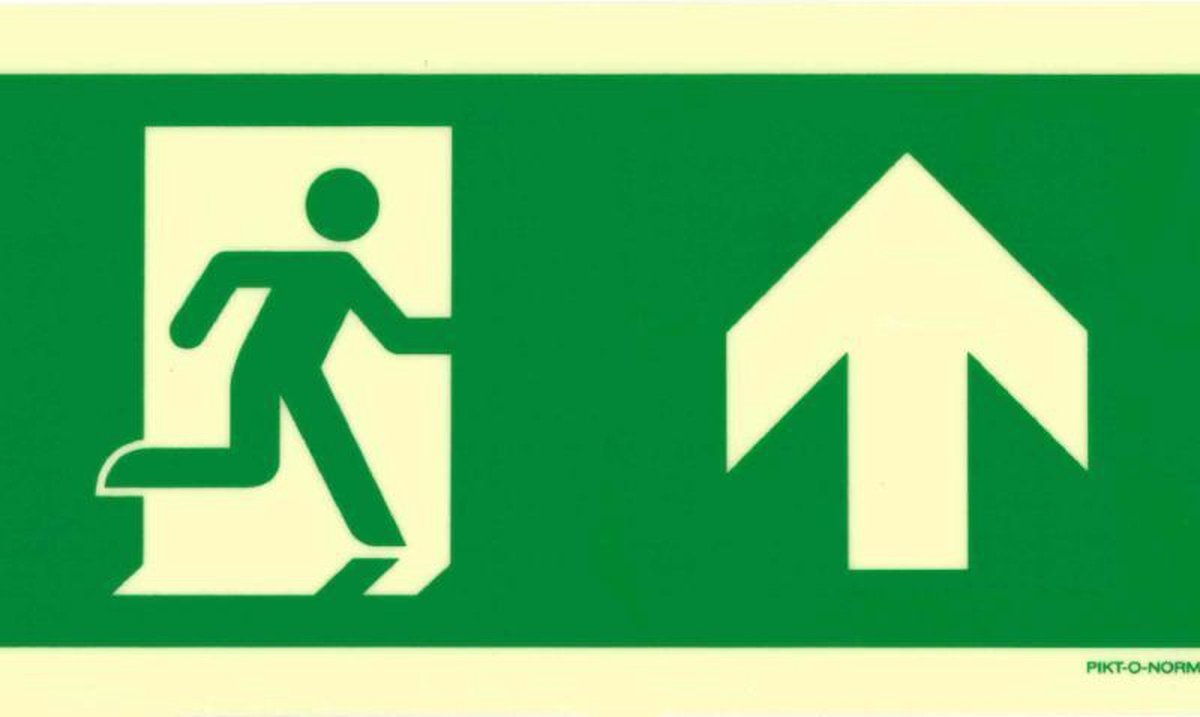 Nooduitgang Bord Rechtdoor