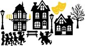 12 delige raamstickerset Carnaval silhouet huisjes herbruikbaar | Rosami