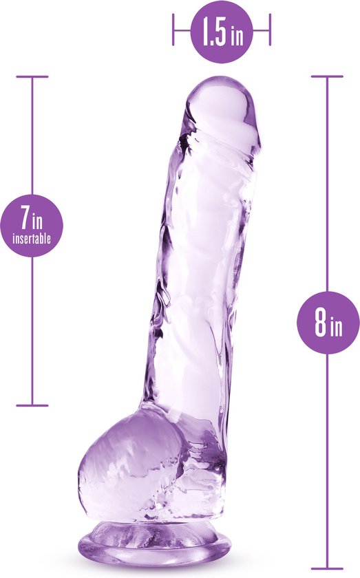 Blush Dildo Love Toy Naturally Yours 8" Crystalline Dildo Amethyst Paars