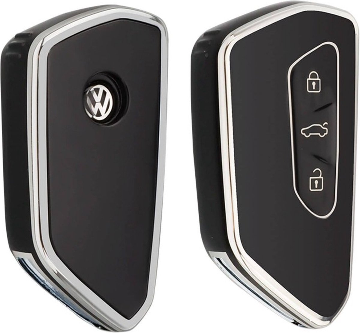 VW Autosleutel hoesje TPU Sleutelhoesje - Sleutelcover - Autosleutelhoes Geschikt voor Volkswagen, Seat, Skoda,Cupra - zwart G3 - Auto Sleutel Accessoires gadgets - Kado Cadeau man - vrouw