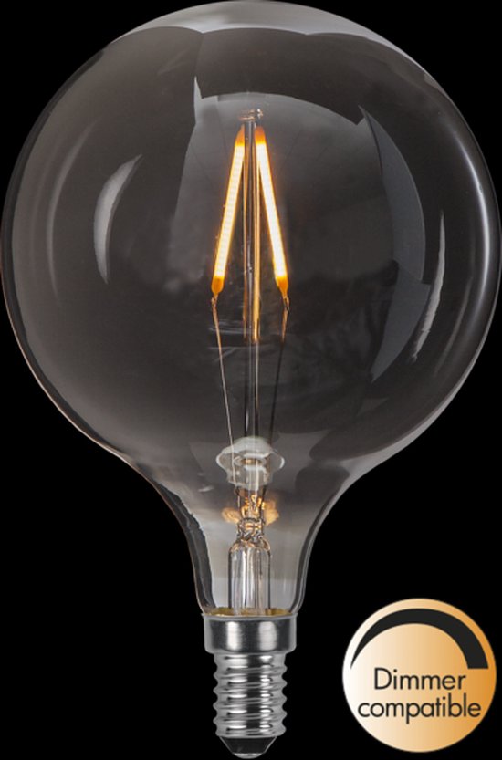 zuigen Bereid zoete smaak G95 lamp - Rookglas - E14 - 1.5W - Super Warm Wit 2100K - Dimbaar | bol.com