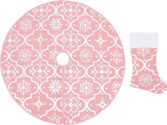 vidaXL - Kerstboomrok - luxe - met - sok - 90 - cm - stof - roze