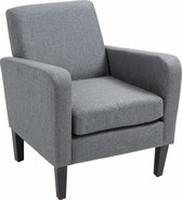 HOMCOM Chaise simple chaise relax chaise simple chaise rembourrée pieds en bois tissu de lin gris clair 839-001