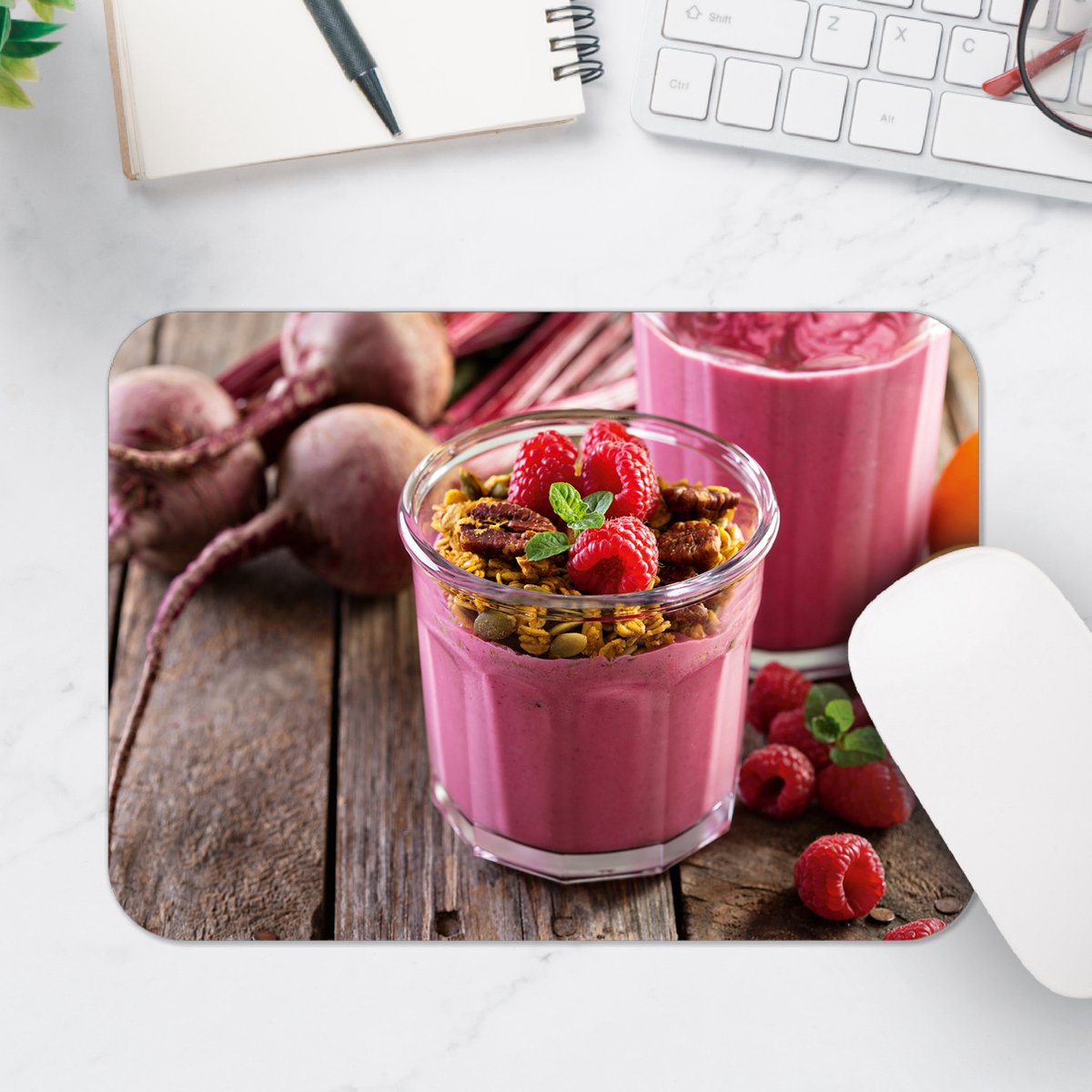 Muismat - Fruit met Granen in Smoothie - 25x18 cm - 2 mm Dik - Muismat van Vinyl