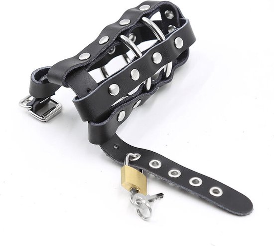 Cage De Chasteté OHMAMA FETISH - Avec Anneaux Métalliques Et Sangles En Cuir, Neuve