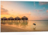 PVC Schuimplaat- Luxe Vakantieverblijven boven de Zee aan de Maledieven - 75x50 cm Foto op PVC Schuimplaat
