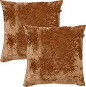 Set van 2 - Dutch Decor SKY - Kussenhoezen unikleur Tobacco Brown 45x45 cm - Bruin