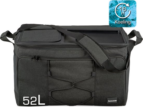 bomoe KT53 – Opvouwbare Koeltas Antracite 52l – Koelbox voor Onderweg – 53x37x32 cm – Picknicktas voor Barbecues Festivals