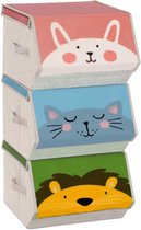 Opbergbox speelgoed - Opbergdoos speelgoed - Speelgoeddoos - Speelgoed organizer - Set van 3 stuks - Met deksel - Stapelbaar - 35 x 35 x 25 cm - Stof - Grijs