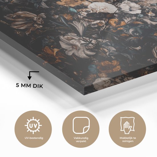 Peinture sur Verre - Femme - Foulard - Fleurs - Papillons - 120x80 cm - Peintures sur Verre Peintures - Photo sur Glas