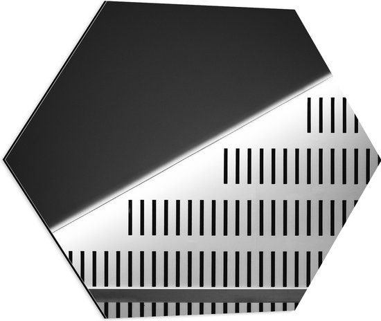 Dibond Hexagon - Grijze Panelen met Kleine Gleufjes - 60x52.2 cm Foto op Hexagon (Met Ophangsysteem)