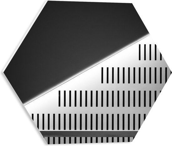 PVC Schuimplaat Hexagon - Grijze Panelen met Kleine Gleufjes - 40x34.8 cm Foto op Hexagon (Met Ophangsysteem)