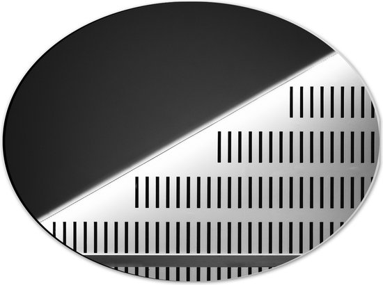 Dibond Ovaal - Grijze Panelen met Kleine Gleufjes - 40x30 cm Foto op Ovaal (Met Ophangsysteem)